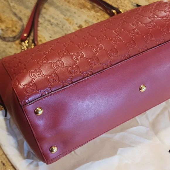Gucci Red Leather GG Guccissima Calf Leather Bag 453771 Duster Mint Condition - Picture 6 of 16